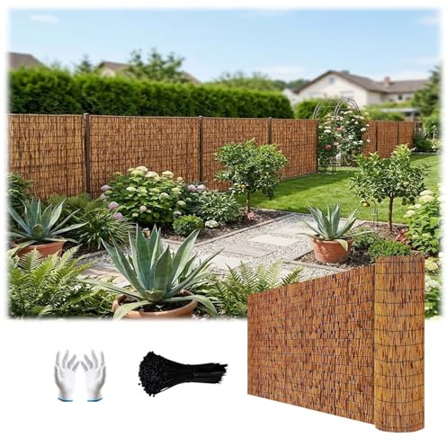 1.2 1.5 1.8 3 4 5 8 10m Canisse Roseau Brise Vue Occultant, Rouleau Clôture Bambou Jardin Naturel, Brise-Vent Fort for Balcon et Terrasse, Pare Vue Extérieur(Brun,100x800cm)