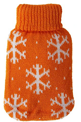 Bütic GmbH Taschenwärmer mit Strickbezug - Flocken - Wärmflasche Handwärmer Wärmepad Firebag Wärmekissen, Farbe:Orange