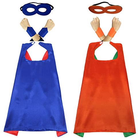 70cm Kids Capes and Masks Felt Bangle-2 Sets of Fancy Dress Up Cloaks for Kids Costumes Masquerade,Birthday Party,Christmas,Halloween Party Supplies