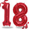 Folienballon Zahl in Rot- Riesenzahl ca.100cm Ballon - Folienballons für Luft oder Helium als Geburtstag, Hochzeit, Jubiläum oder Abschluss Geschenk, Party Dekoration (Rot [ 18 ])