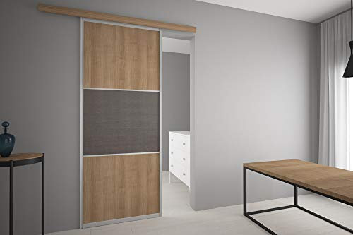 Alucabina - Porta scorrevole esterno muro Larghezza Vano fino a 98 cm - Altezza fino a 280 SU MISURA. Finitura legno a scelta