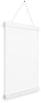 K&L Wall Art Posterleiste Vintage Bilder Rahmen mit Leder Riemen Weltkarte magnetische Holz Posterhänger DIN Posterhalter (61cm weiß)