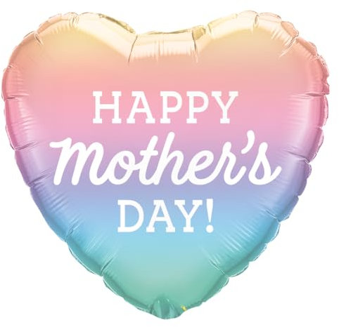 Qualatex 98412 Mother's Day Pastel Ombre 18 Heart Shaped Foil Balloon