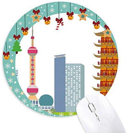 China Architecture TV Tower Landmark Muster Maus Pad Jingling Bell Round Rubber Mat