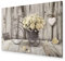 murando - Leinwand Bilder Blumen 120x80 cm Vlies Leinwandbild 1 tlg Kunstdruck modern Wandbilder Groß XXL Wanddekoration Design Wand Bild - Holz Optik Rose Fahhrad n-C-0291-b-a