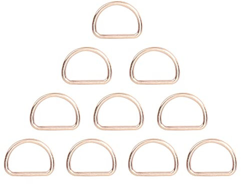 10 Stück Metall D-Ring 15mm D-Ring Schnallen Halbringe Ring Rundring für Gepäck, Rucksack, Gürtel, Gürtelschnallen Taschen(3 * 2 * 1cm-Gold)
