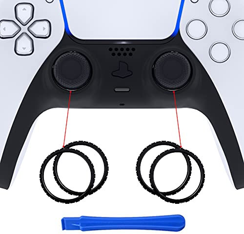 eXtremeRate Ersatzringe für ps5 Controller Schutz Ringe für Joysticks Thumbsticks Ersatzteile Zubehör für ps5 Controller Akzentringe-KEIN Controller und KEIN Joytick enthalten-Schwarz