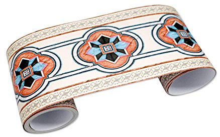 WMHDSJ Selbstklebende Bordüre Orange Muster Stock Wasserdichte Entfernbare Tapeten Aufkleber Dekoration für Wohnzimmer Badezimmer Küche Fliesen 10cm X 300cm