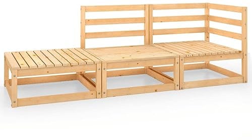 vidaXL Garten Lounge Set 3-TLG., Gartenmöbel Set Sitzgruppe für Garten Terrasse Balkon, Modular Sofa Garnitur Loungemöbel, Kiefer Massivholz