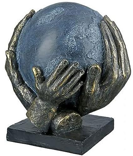 Casablanca modernes Design GILDE Deko Skulptur Figur Save The World - Weltkugel in Händen - Höhe 19 cm