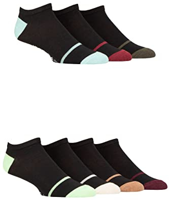 Jeff Banks Mens Recycled Cotton Patterned Trainer Socks Pack of 7 Black 7-11