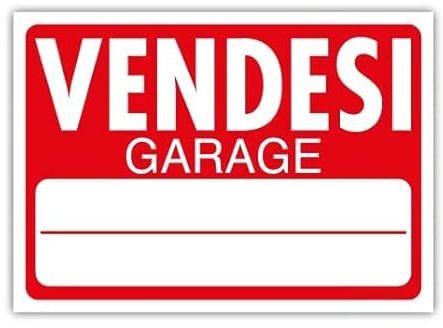 NEW CARTELLO SEGNALETICO - Vendesi Garage - Adesivo Resistente, Pannello in Forex, Pannello In Alluminio (PANNELLO IN ALLUMINIO 20X31 CM)