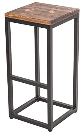 Barhocker für Hausbar, Barstuhl, Küchenstuhl, Bistrohocker, Tresenhocker mit Fußstütze, Stuhl, Keine Montage erforderlich, Industrie-Design (Quadrat-Form 75 cm Höhe, Dunkelbraun)