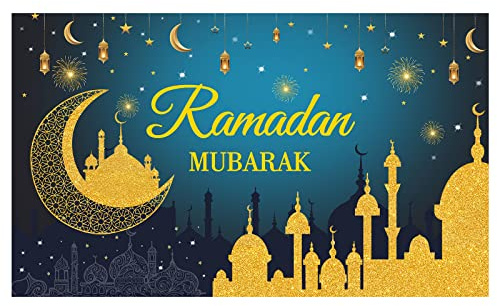 185 x 110 cm Ramadan Mubarak Hintergrund Banner ikonisch Indoor Outdoor Party Dekoration Supplies Eid Fotografie Hintergrund Banner Requisite Dekoration Ramadan Party Hintergrund (grün)