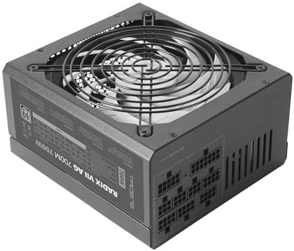 Tacens RADIX VII AG 700, Fuente Alimentación Full Modular 700W ATX, 10 Años Garantía, 80Plus Silver, +87% Eficiencia, Ventilador 140mm FDB con Tecnología AI-RPM, Condensadores Japoneses 105º, Negro