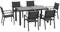Outsunny Gartenmöbel aus Aluminium und Textilene Ausziehbarer Tisch 6 stapelbare Stühle 6 Personen - ABM. Tisch 150/210L x 90l x 75H cm grau