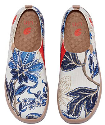 UIN Damen Kunstgemalte Reiseschuhe Slipper Casual Knit Loafers Leichter Komfort Mode Sneaker Toledo Ⅰ Retro-Charme (35)