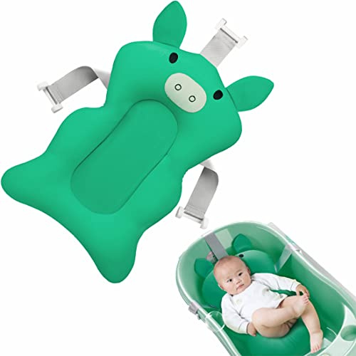 Baby Badewanne Pad Neugeborene Badesitz Verstellbar Baby Wanne Kissen Anti Rutsch Badewanneneinsatz Badematte Weich Kleinkindbadewanne Badekissen Schwimmende Dusche Sitzauflage für 0-18 Monate Grün