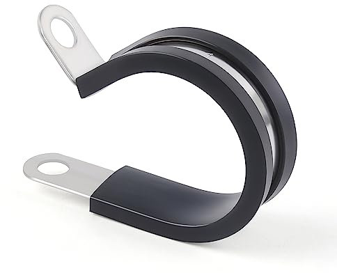 Flytuo 2,5 cm Kabelklemme, 20 Stück, 304 Edelstahl, Gummikissen, isolierte Rohrschellen, Metallklemme, Kabelhalter, Rohrschellen für Rohr- oder Drahtmanagement