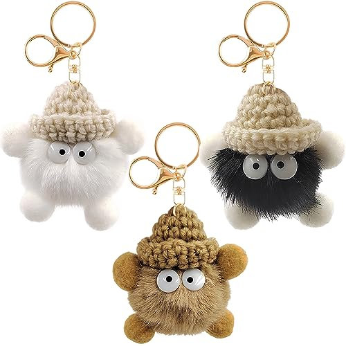 JAHEMU Plüsch Schlüsselanhänger Keychain Cute Anhänger Kinder Kuscheltieranhänger für Autoschmuck Handtaschen Zubehör 3 Stück