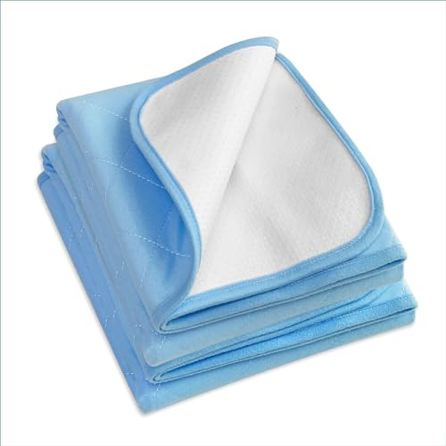 Bedecor Washable Kylie Sheets Single Bed 70x90cm (Pack of 2) - Incontinence Bed Pads for Potty Training, Kids & Puppy - Waterproof Mat Protector for Wheelchair & Sofa - Blue