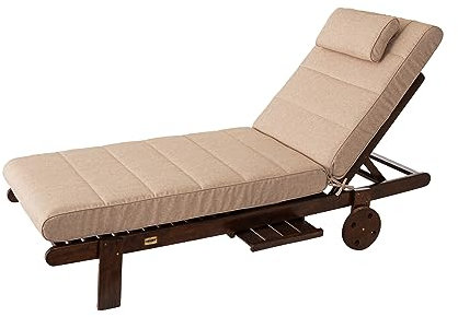 PillowPrim Gartenmöbel Matratze, für Liege, Sonnenliegen, Balkon, Outdoor, Liegenauflage, Polster, Sofa, Sitzkissen, Beige, 204x60 cm
