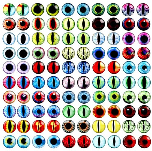 100PCS 16mm Dragon Eyes Glass Cabochon Eyes for Clay Doll Making DIY Crafts Jewelry Making
