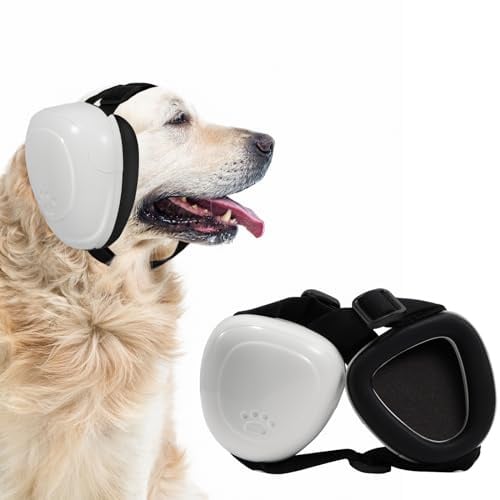 KOPBTBOY Ohrenschützer für Hunde, Gehörschutz für Hunde, Einstellbar Hunde Geräuschreduzierung Ohrenschützer, Schalldämmung und Geräuschreduzierung Gehörschutz für Hunde（Weiß,XL）
