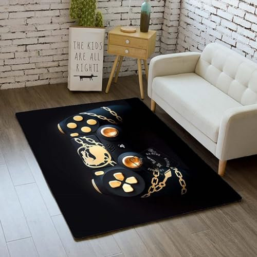 Xisnuient 3D Moderne Konsole Teppich Teenager Jungen MäDchen Wohnzimmer Rugs rutschfest Graffiti Konsole Spiel Griff Samt Dekorative Carpets Bodenmatten (Stil 1,50x80 cm)