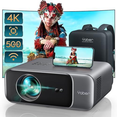 YABER Pro V9 Vidéoprojecteur 4K Support, Autofocus Projecteur Video, 1080P Natif Full HD avec WiFi6 et Bluetooth, 2X6W Haut-Parleur, Vidéoprojecteur pour Phone/FireStick/PS5