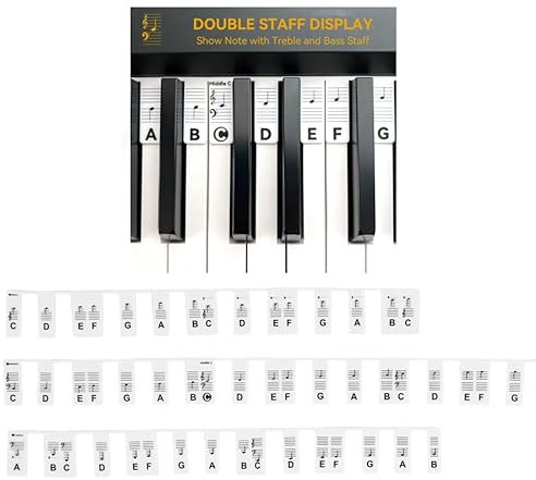 Piano Keyboard Sticker,88 Key Notes Guide for Beginner Removable Reusable Piano Keyboard Note Labels Digital Piano Key Stickers for Beginners