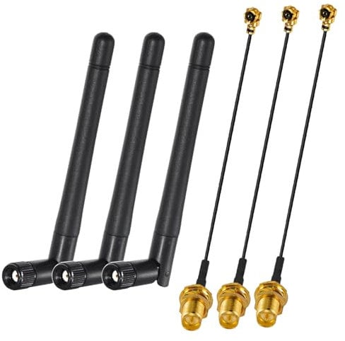 GTIWUNG 3 Pièces 2.4G/5G Double Bande WiFi RP-SMA Antenne, Antenne WiFi Bi-Bande pour Carte WiFi/Routeur Réseau sans Fil/Booster WiFi + 3 Pièces U.FL vers RP SMA Femelle Pigtail Câble