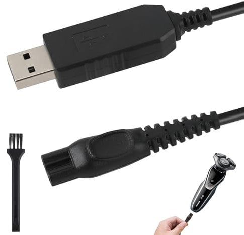15V Shaver Charger for Philips Hq8505 USB Cable Replacement Charging Cord Electric Beard Trimmer Razor Power Lead Compatible with Philips N-orelco Series 3000 5000 One Blade QP6520 QP6510