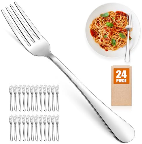 AckMond 24-Piece (18.7cm, 7.4 inchs) Fork Set, Stainless Steel Dinner Forks Table Forks, Heavy Duty and Mirror Polishing Cutlery Forks Set, Dishwasher Safe