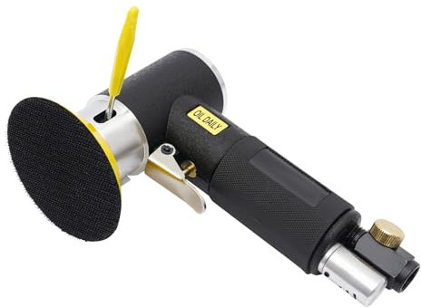 Lilyeriy Exzenter-Poliermaschine - Druckluft Polierer, 25mm 50mm 75mm Schleifer Winkelschleifer mit 27tlg Polierschwamm Polierpad Polierfell Polierset Polierteller Kit von Auto, Möbeln (Schwarz)