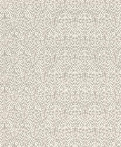 Rasch Tapeten 810226 - Vliestapete mit Relief Ornamenten in Braun und Weiß aus der Kollektion Selection - 10,05 m x 0,53 m (LxB)