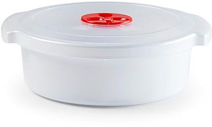 Tradineur - Fiambrera Redonda Modelo Micro - Fabricado en plástico - Capacidad de 1,5 Litros - Apta para microondas y lavavajillas - Ø 20 x 7,5 cm
