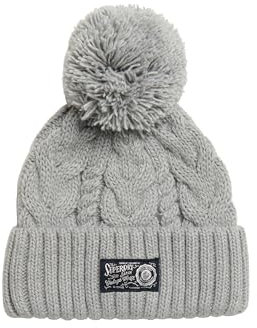 Superdry Damen Beaniemütze mit grobem Zopfmuster Taubengrau 1SIZE
