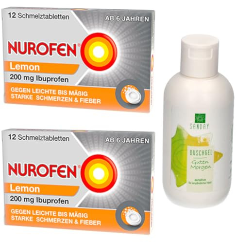 Nurofen Lemon Doppelpack 2x 12 Schmelztabletten inklusive SANDAY DUSCHGEL Guten Morgen 100ml