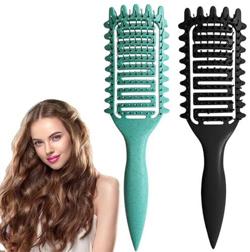 2 Stück Lockenbürste Curly Hair Brush Bürste für Locken Haarbürste ohne Ziepen, Locken Bürste Detangler Bürste Lockenbürste Naturlocken Haarbürste Locken für Damen Herren