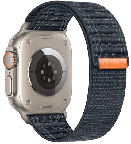 Compatible with Apple Watch Strap 46mm 45mm 44mm 49mm Men, Braided Sport Loop Band for IWatch Series 10 9 8 7 6 5 4 3/SE 2/Ultra 2, Breatheable Nylon Fabric Strap Midnight Blue