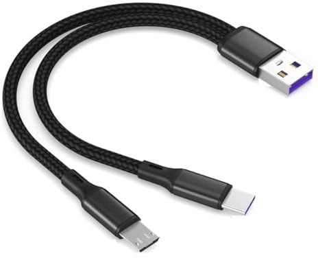 CHXINGCHEN Cable de carga USB C y micro USB 2 en 1 (20 cm), cable de carga rápida trenzado de nailon tipo C de 5 A, compatible con dispositivos micro y tipo C como Samsung, Huawei, Xiaomi, etc.