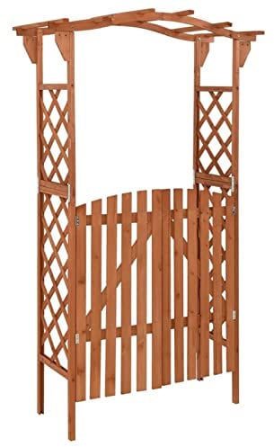 Somanki Pergola mit Tor, Balkon Pavillon, Beschattung Terasse, Gartenpergola, Garten Verzierung, 116x40x204 cm Massivholz Tanne