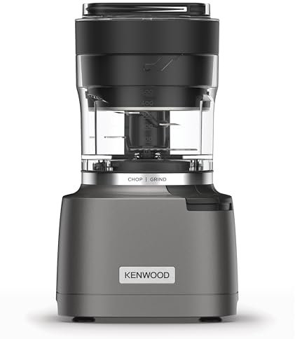 Kenwood Duo Prep CHP80.000SI, Food Chopper and Grinder 2-in-1 with Serrated Quadblades, High Speed Compact Grinder, Non Slip Base, Dishwasher Safe, 800W, Silver