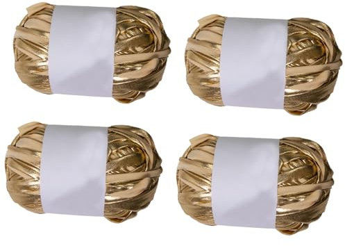 Dickly 4X Filato per Magliette Metallizzato Filato per Borse all'Uncinetto Progetti all'Uncinetto Filato Spesso Filato in Poliestere Lucido Filato Lavorato a, Oro