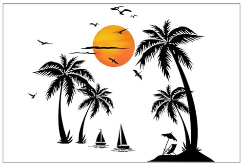 Wandtattoo Boho Palme Blätter Wandaufkleber, Palme Baum Wandaufkleber, Tropische Baum Pflanzen Vögel Wandsticker Wanddeko für Schlafzimmer Wohnzimmer TV Hintergrund