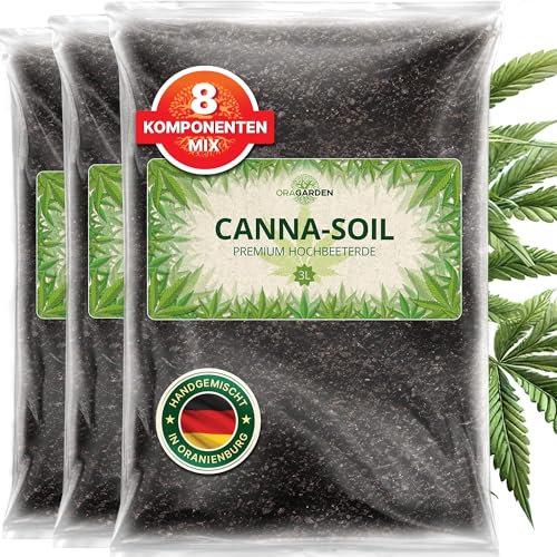 ORAGARDEN Cannabis Erde für Zimmerpflanzen und Garten - 9L Hanf Erde für Cannabis Pflanzen, Palmen, Blumen - 8 Komponenten Cannabiserde