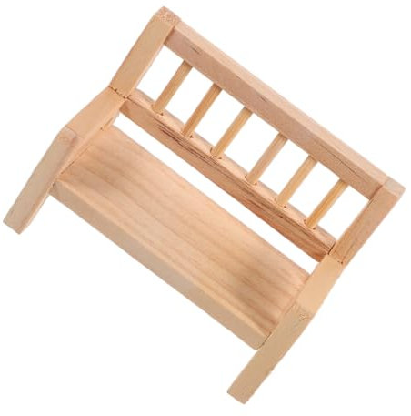 IMIKEYA Miniatur Bank Holz Puppenhaus Gartenmöbel Zubehör Mini Holzbank Deko Miniatur Parkbank Puppenhausbank Wichtel Bank - 8x3,5x6,2 cm