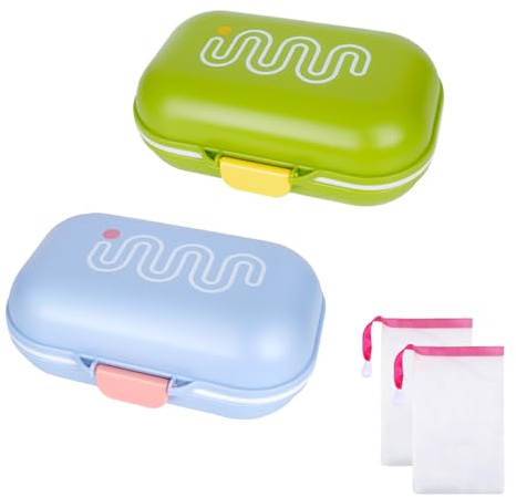 2 Stück Seifendose Reise Seifenbox Seifenschale mit Ablauf Abtropfgitter Deckel Seifenbeutel Kunststoff Reisen Travel Soap Box Soapi Seifenhalter Soapbox Seifenkiste Klein Für Störtebekker Seife