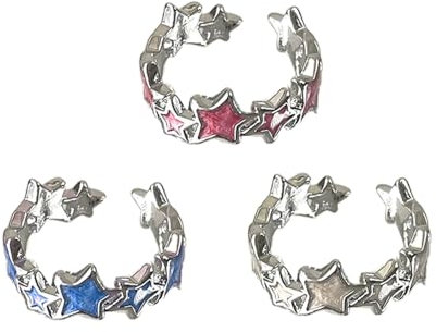 JUNNASALIKER 3vieces Vintage Star Ringe Offene Fingerringe Zarte Ringe Hip Hop Rock Joint Ringe Unisex Party Schmuck Schmuck